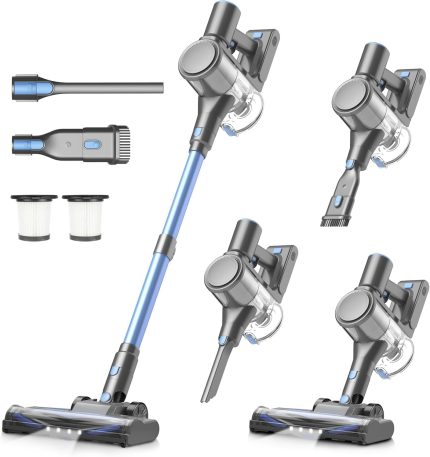 Cordless Vacuum Cleaners for Home, 450W /40Kpa 50Mins Stick Vacuum Cleaner, Anti-Tangle Rechargeable Wireless Vacuum for Pet Hair/Carpet/Hardwood Floor