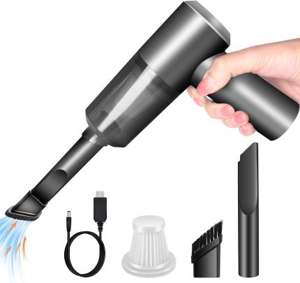 Cordless Handheld Vacuum Cleaner, High Power Rechargeable Mini Portable Vacuum for Home, Office and Car Cleaning (Black)